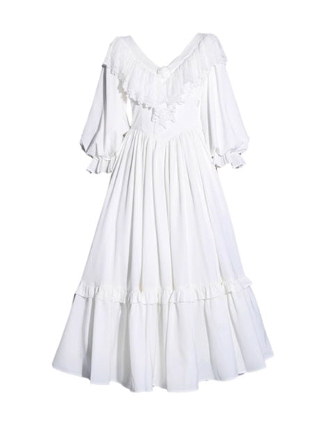 White Lace Blossom Fairytale Dress