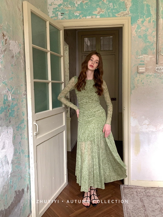 Olive Textured Long Dress