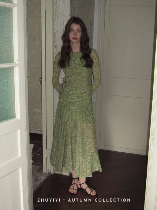 Olive Textured Long Dress