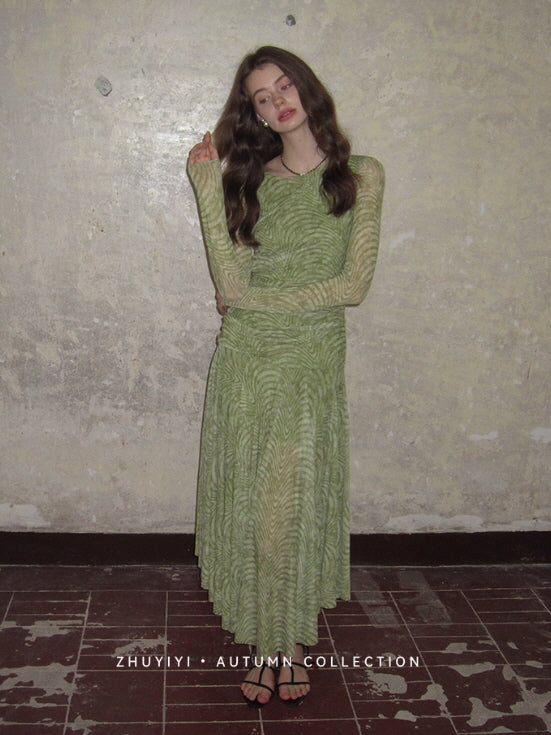 Olive Textured Long Dress