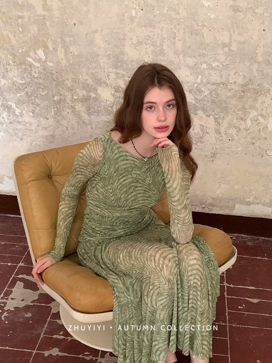 Olive Textured Long Dress