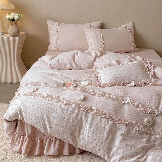 Blush Ruffle Bloom Bedding Set