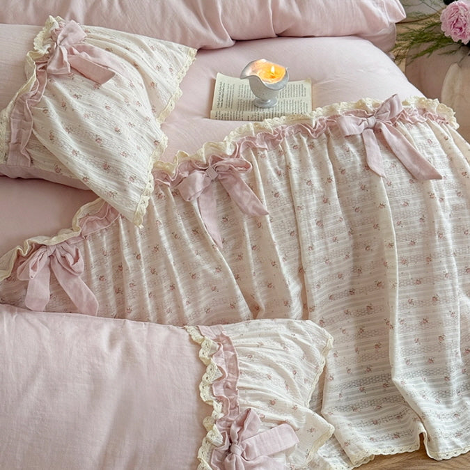 Rosy Whispers Ruffle Bedding Set