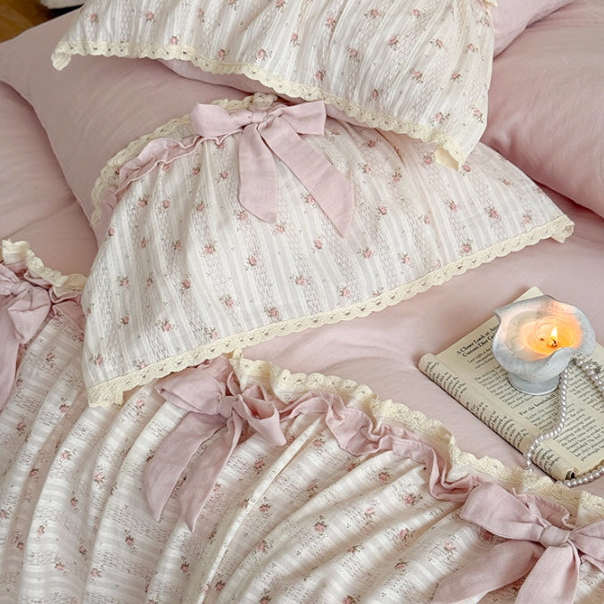 Rosy Whispers Ruffle Bedding Set
