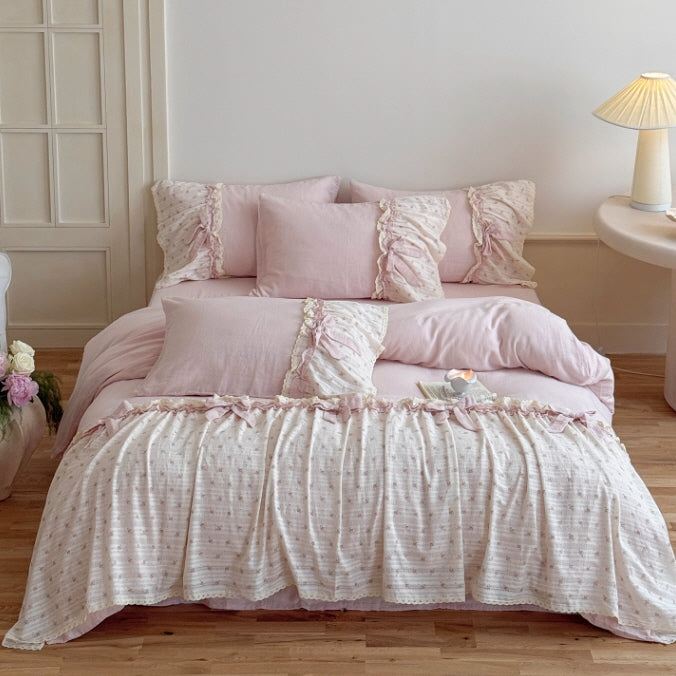 Rosy Whispers Ruffle Bedding Set