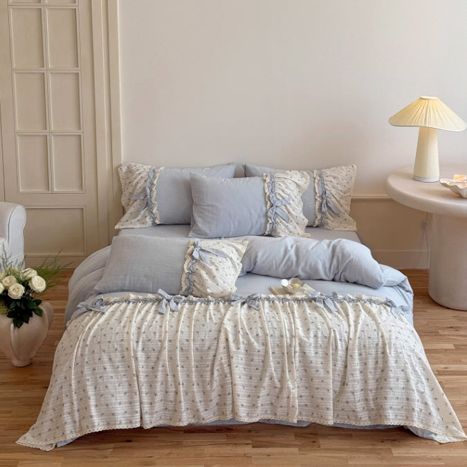 Blue Garden Ribbon Bedding Set