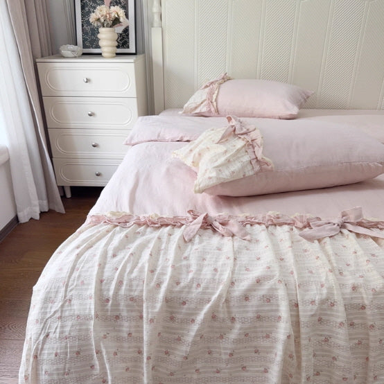 Rosy Whispers Ruffle Bedding Set