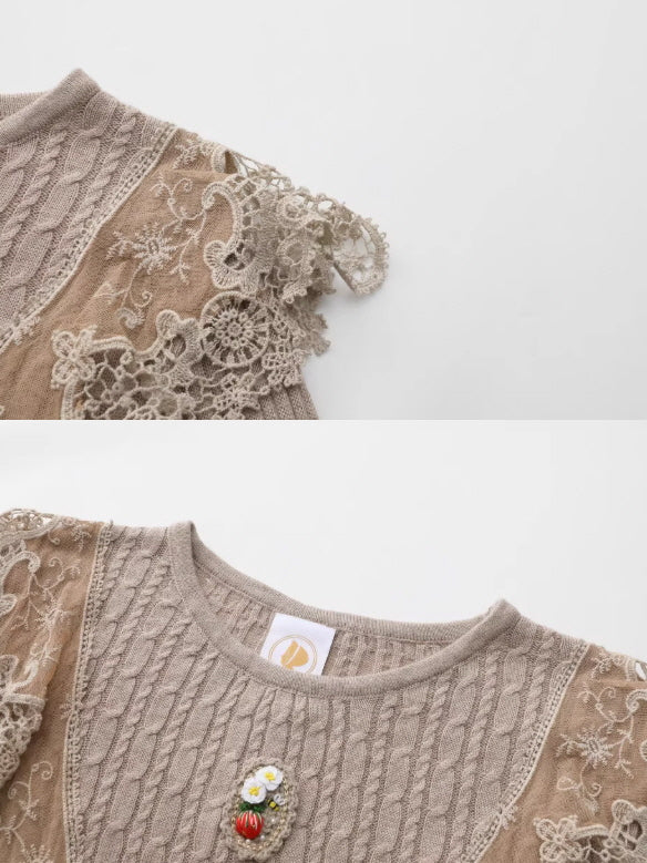 Vintage Lace Collar Knit Long Dress