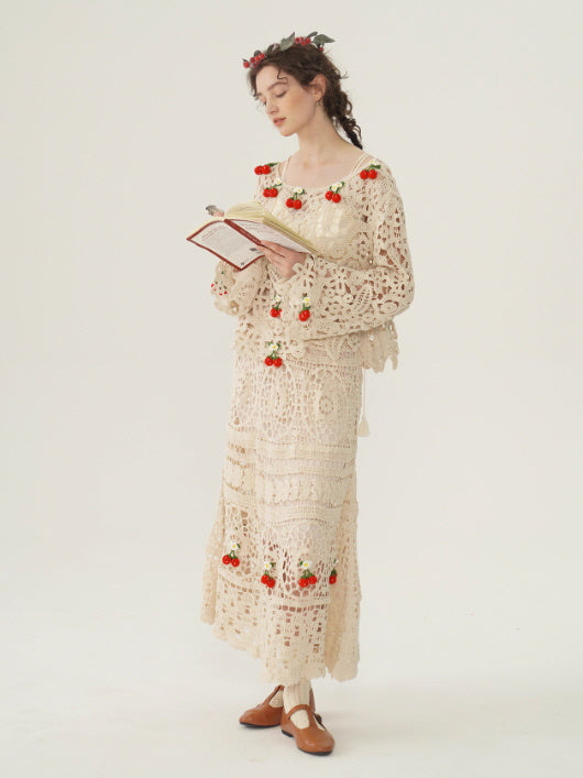 Cherry Garden Crochet Lace Blouse