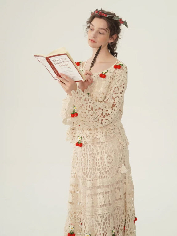 Cherry Garden Crochet Lace Blouse