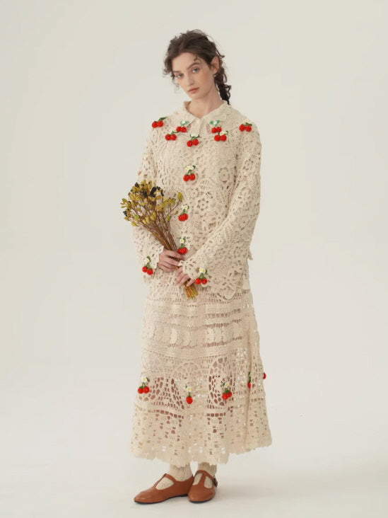 Cherry Garden Crochet Lace Blouse