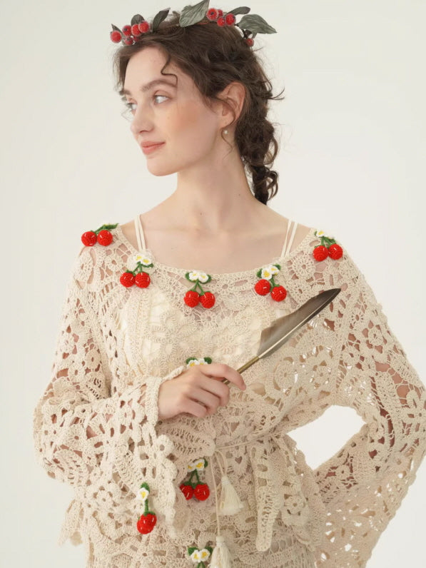 Cherry Garden Crochet Lace Blouse