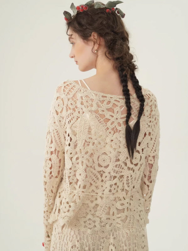 Cherry Garden Crochet Lace Blouse