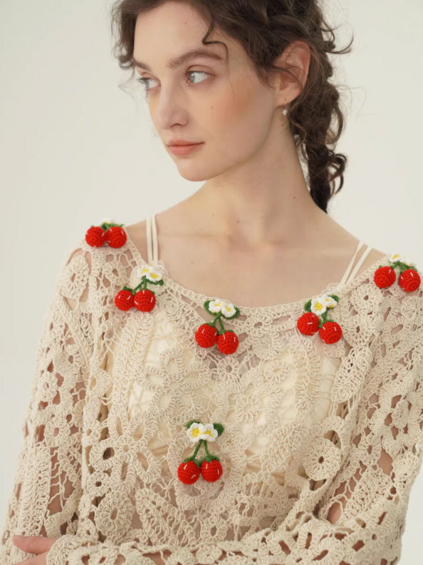 Cherry Garden Crochet Lace Blouse