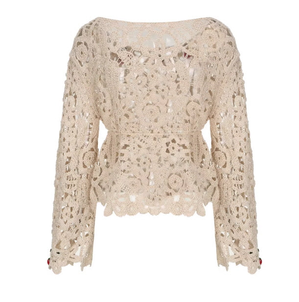 Cherry Garden Crochet Lace Blouse