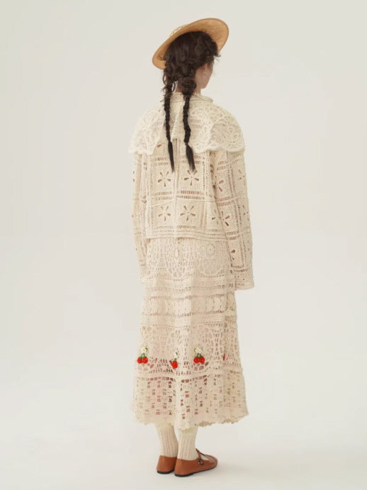 Vintage Lace Collar Crochet Blouse