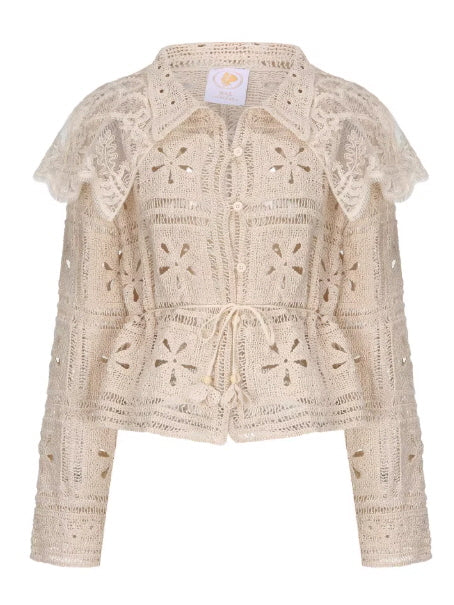 Vintage Lace Collar Crochet Blouse