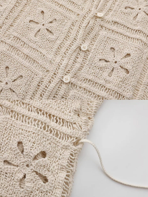 Vintage Lace Collar Crochet Blouse