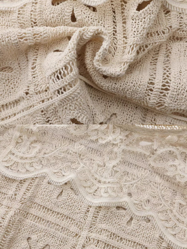 Vintage Lace Collar Crochet Blouse
