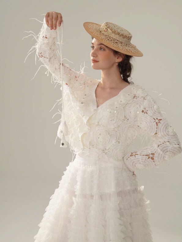 Vintage Lace Collar Crochet Blouse
