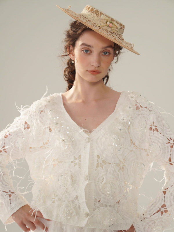 Vintage Lace Collar Crochet Blouse