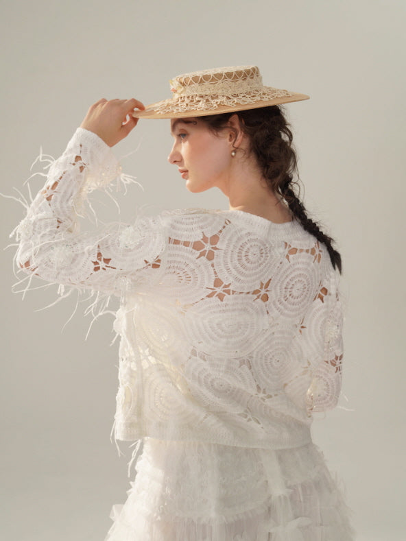 Vintage Lace Collar Crochet Blouse