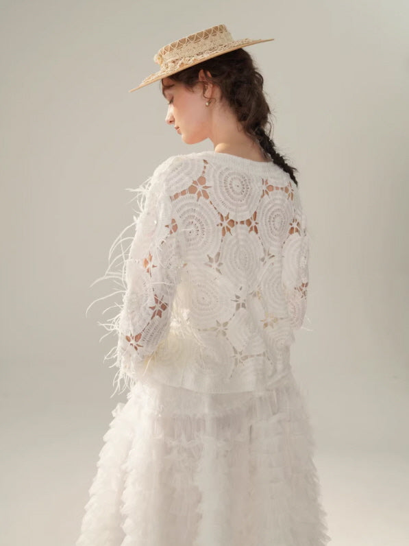 Vintage Lace Collar Crochet Blouse