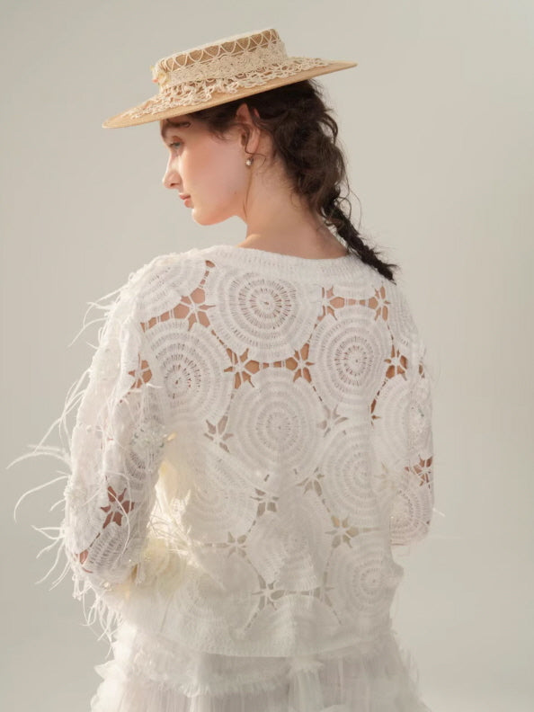 Vintage Lace Collar Crochet Blouse