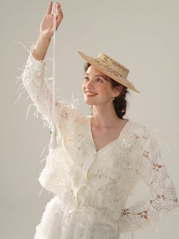 Vintage Lace Collar Crochet Blouse