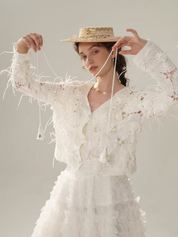 Vintage Lace Collar Crochet Blouse