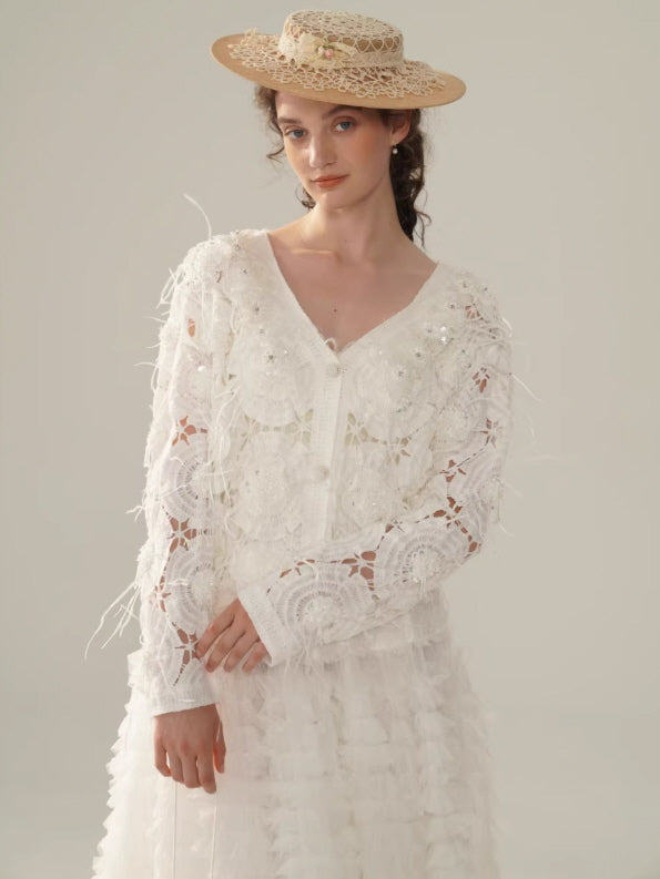 Vintage Lace Collar Crochet Blouse