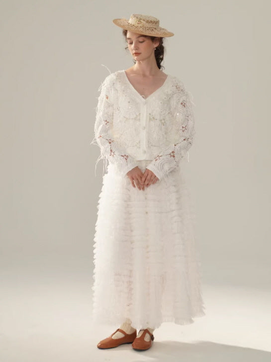 Vintage Lace Collar Crochet Blouse
