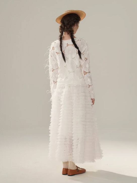 Vintage Lace Collar Crochet Blouse