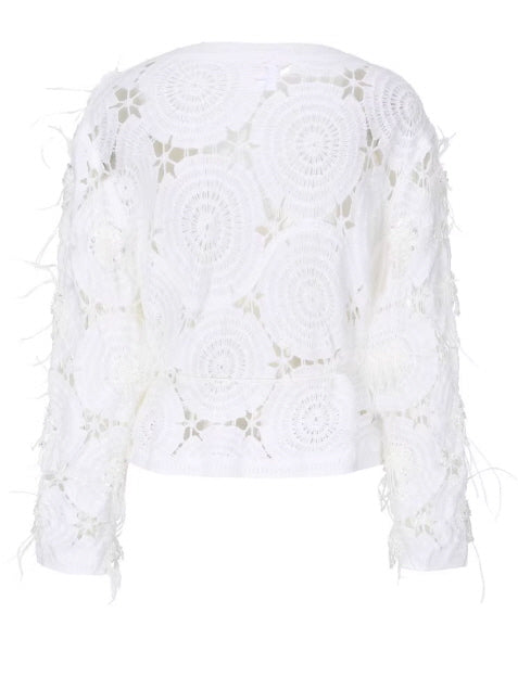 Vintage Lace Collar Crochet Blouse