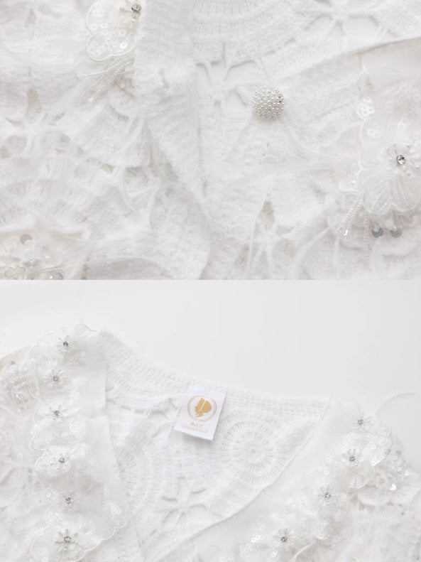 Vintage Lace Collar Crochet Blouse