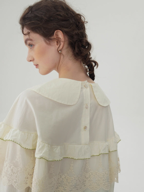 Forest Berry Lace Collar Blouse