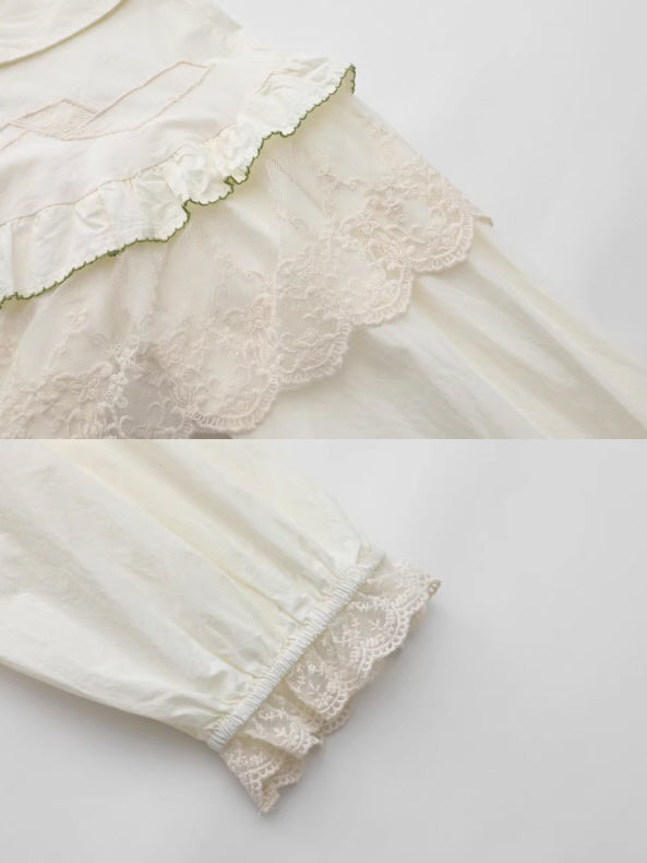 Forest Berry Lace Collar Blouse