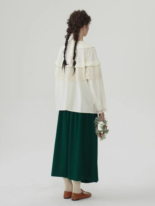 Forest Berry Lace Collar Blouse