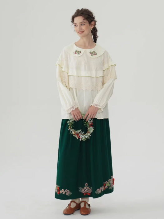 Forest Berry Lace Collar Blouse