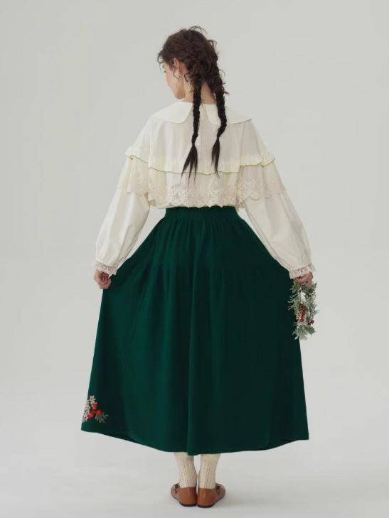 Forest Berry Lace Collar Blouse