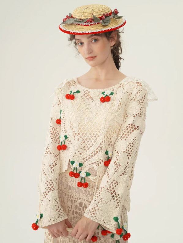 Cherry Crochet Garden Blouse