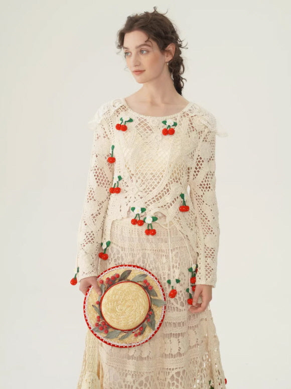 Cherry Crochet Garden Blouse