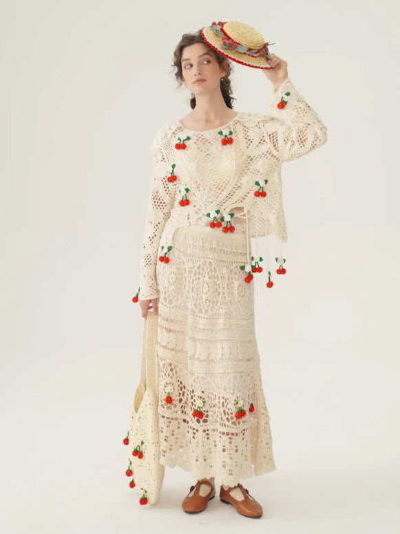 Cherry Crochet Garden Blouse
