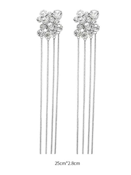 Crystal Bloom Long Chain Earrings
