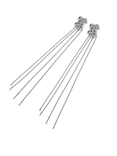 Crystal Bloom Long Chain Earrings