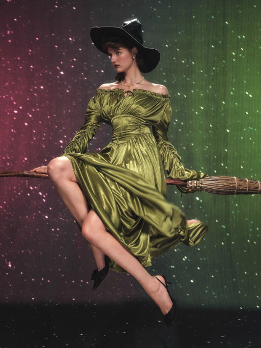 Enchanted Meadow Off-Shoulder Satin Dress