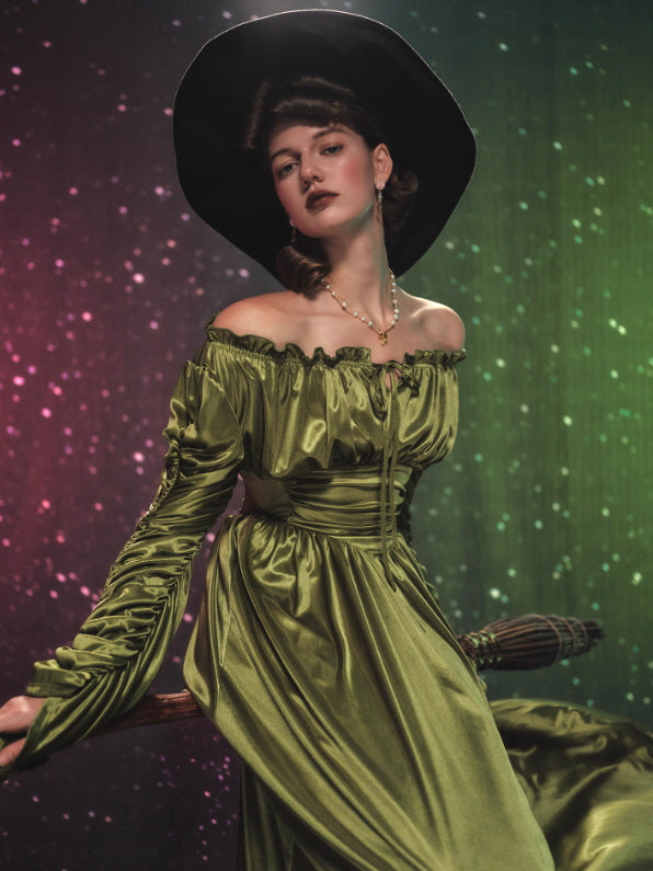 Enchanted Meadow Off-Shoulder Satin Dress