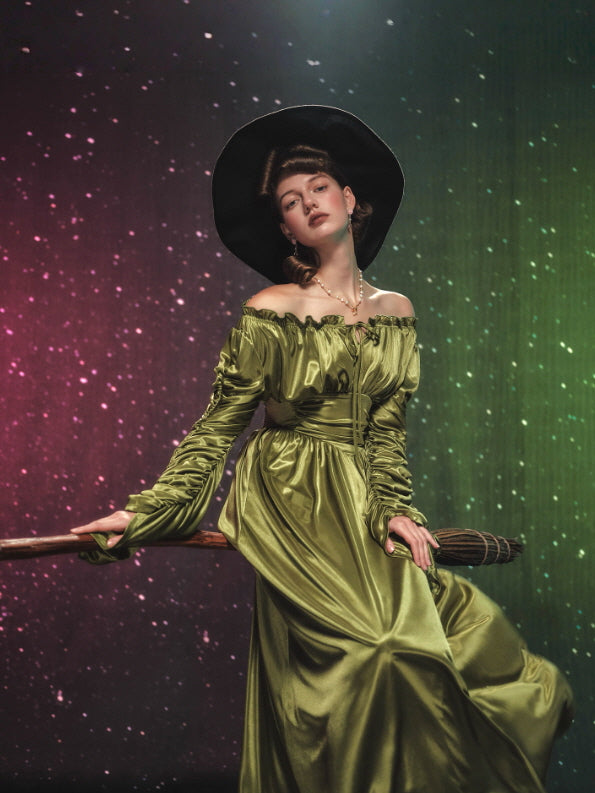 Enchanted Meadow Off-Shoulder Satin Dress