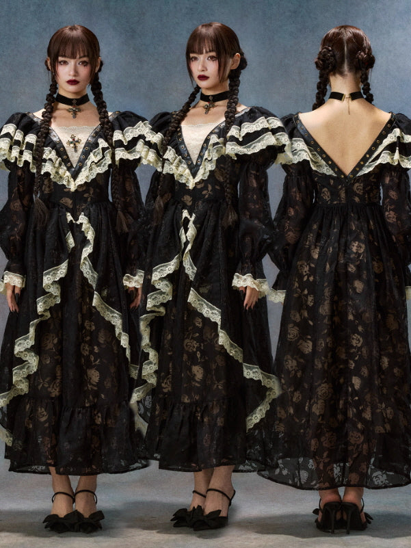 Midnight Rose Gothic Lace Dress