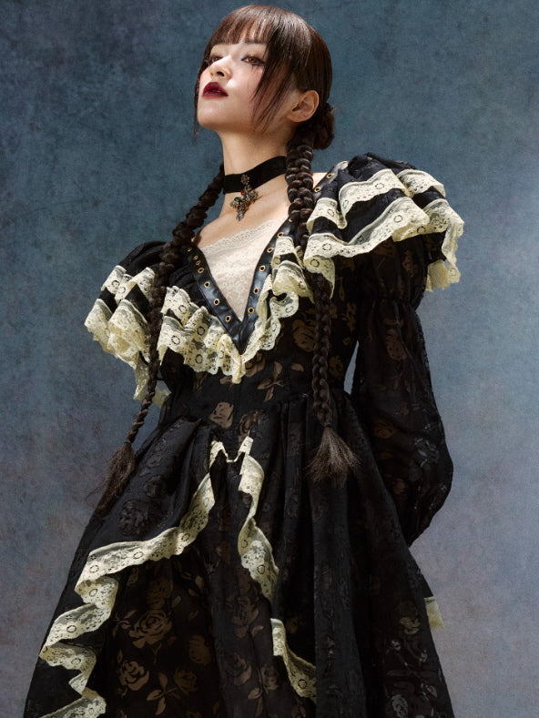 Midnight Rose Gothic Lace Dress
